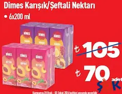DİMES KARIŞIK/ŞEFTALİ MEYVE SUYU 6X200 ML fiyat ve kampanya bilgisi